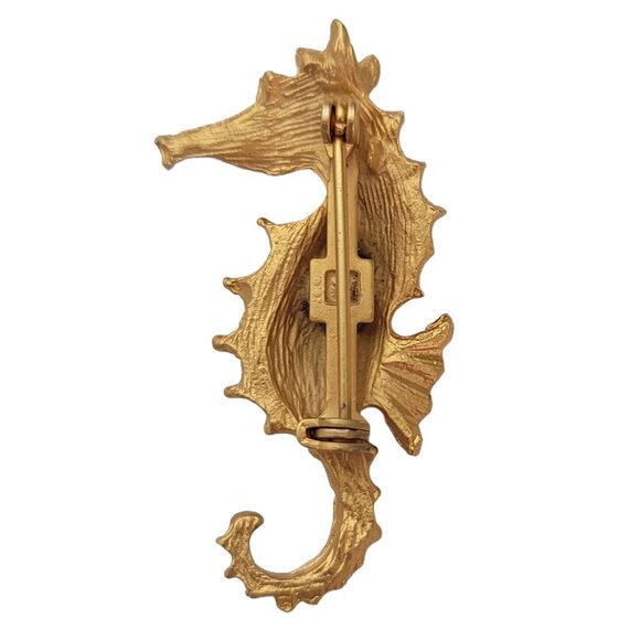 Matte Gold Tone Seahorse Brooch Pin E533 - Picture 5 of 8